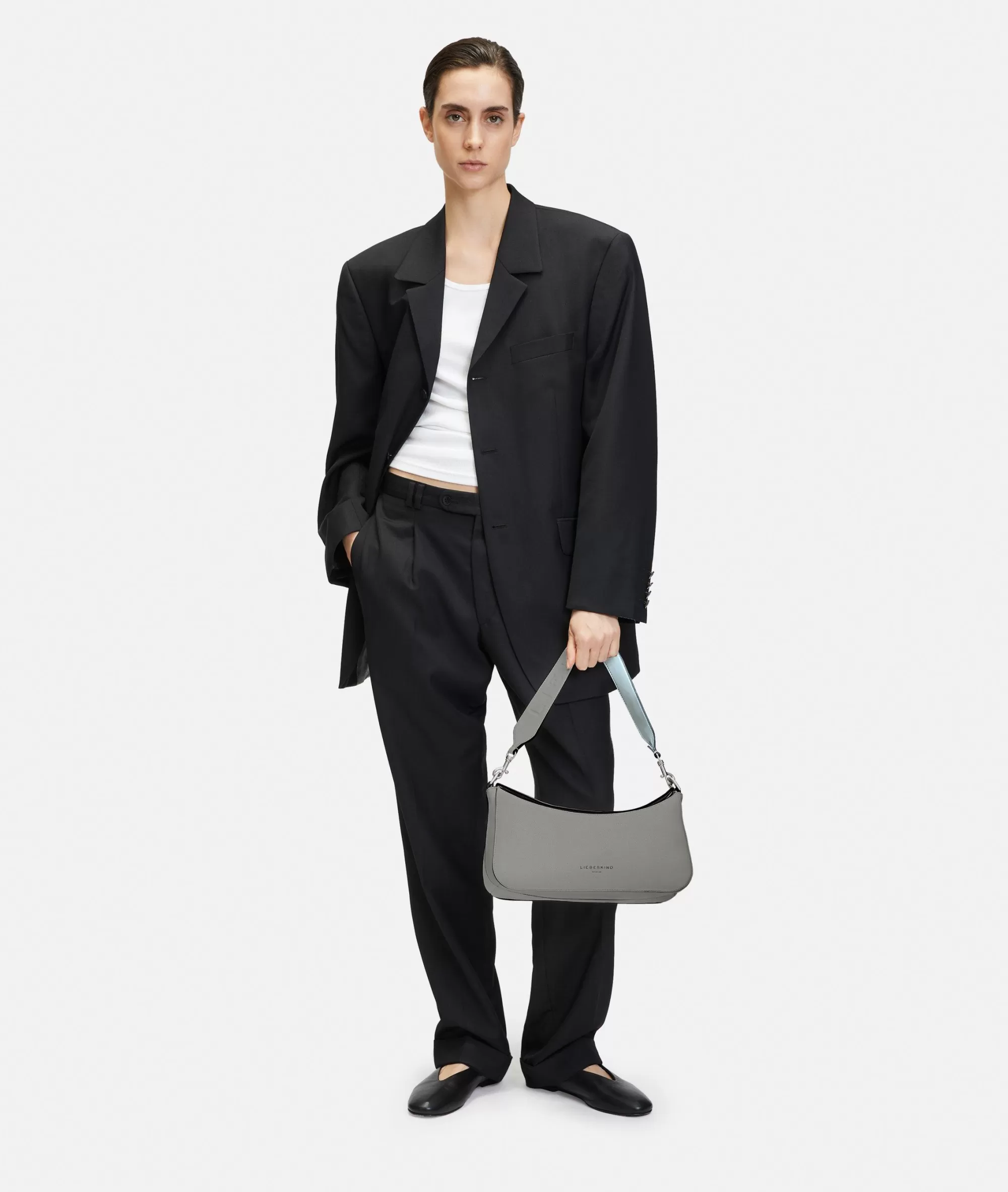 LIEBESKIND BERLIN  Ledertaschen | Schultertaschen<Alessa Hobo M taubengrau