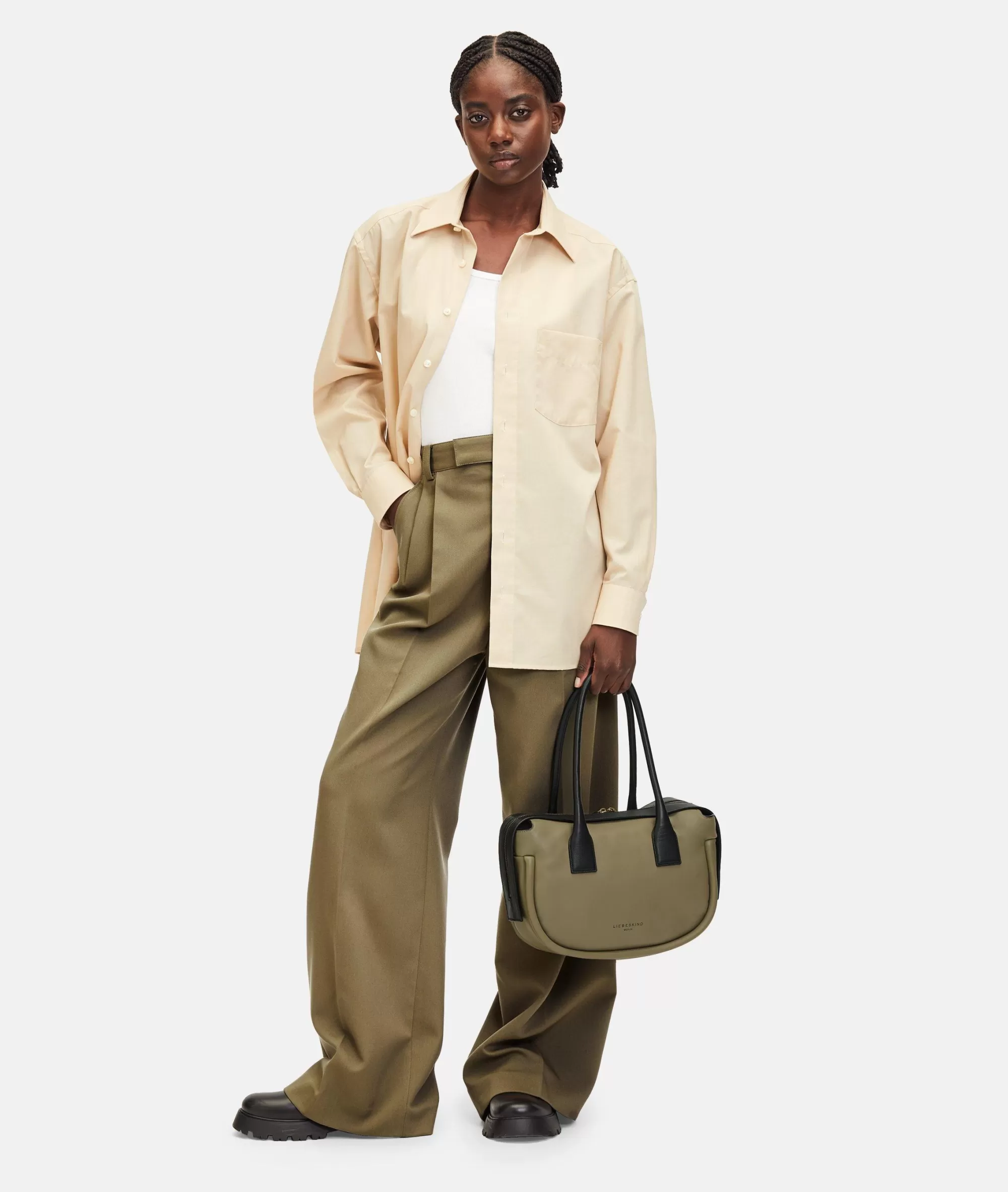 LIEBESKIND BERLIN  Ledertaschen | Schultertaschen<Fab Satchel M olivgrün