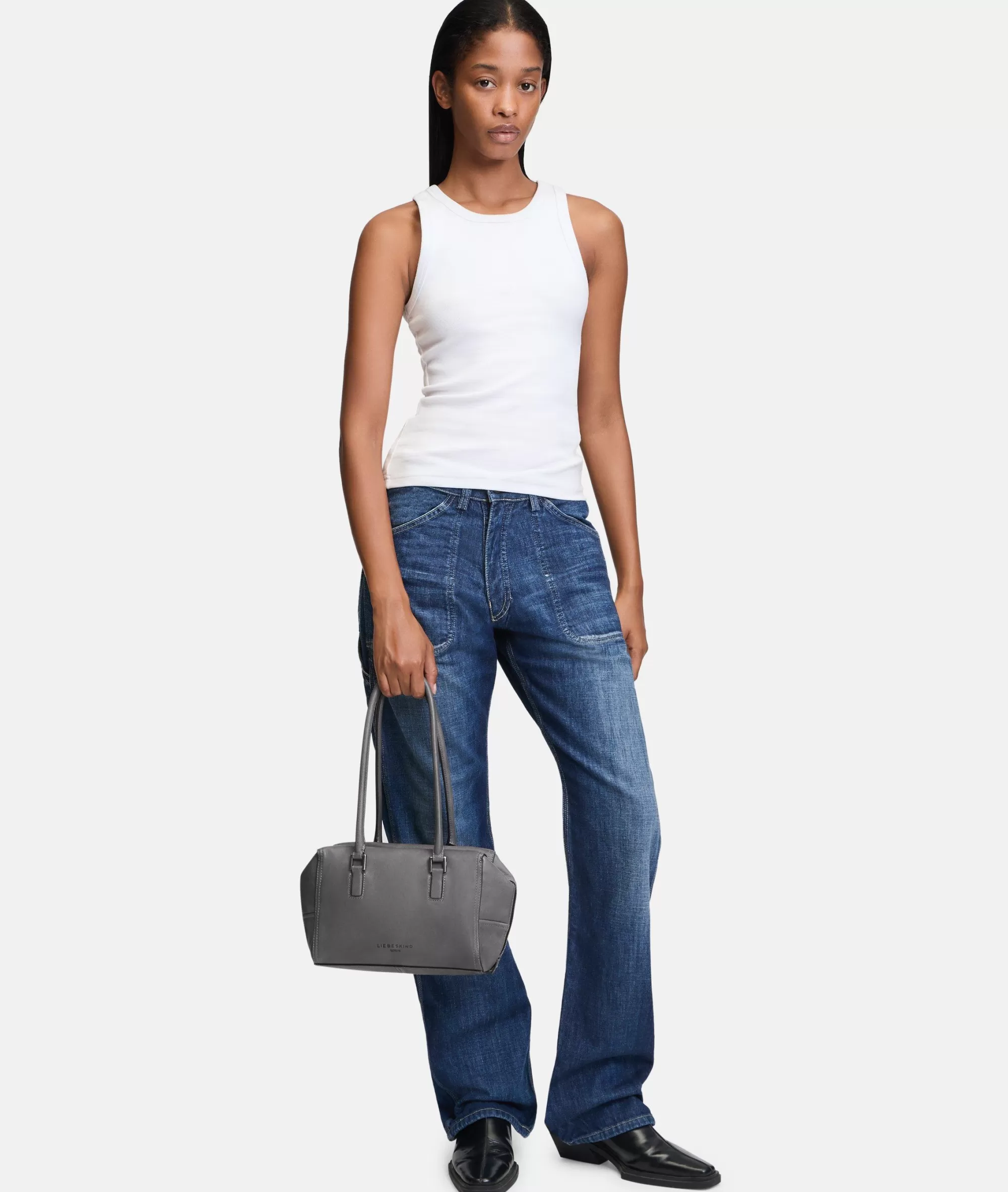 LIEBESKIND BERLIN  Ledertaschen | Schultertaschen<Kayla Satchel S grau