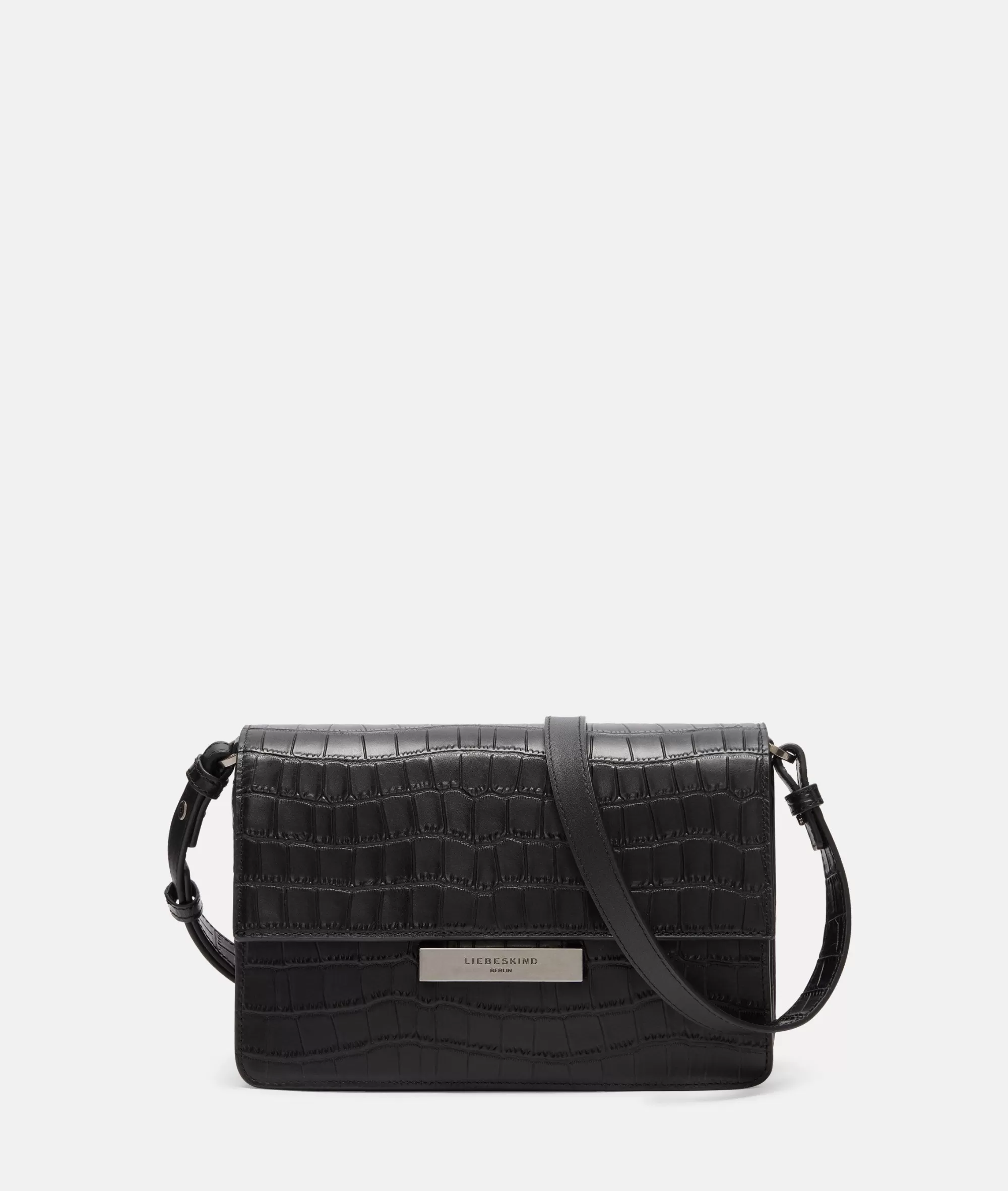 LIEBESKIND BERLIN  Ledertaschen | Umhängetaschen<Kroko Alex Crossbody M schwarz