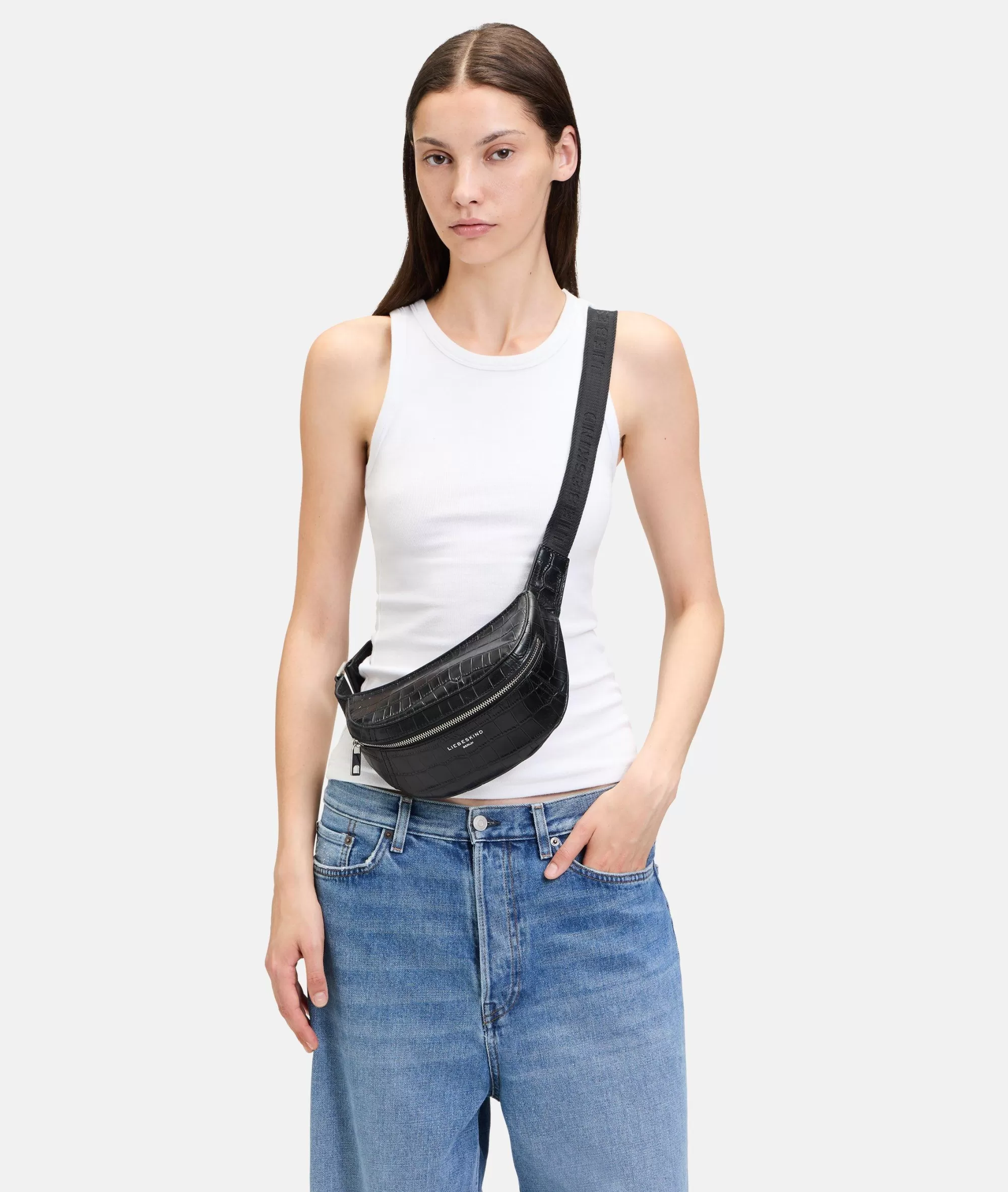 LIEBESKIND BERLIN  Ledertaschen | Gürteltaschen<Kroko Chudy Belt-Bag S schwarz