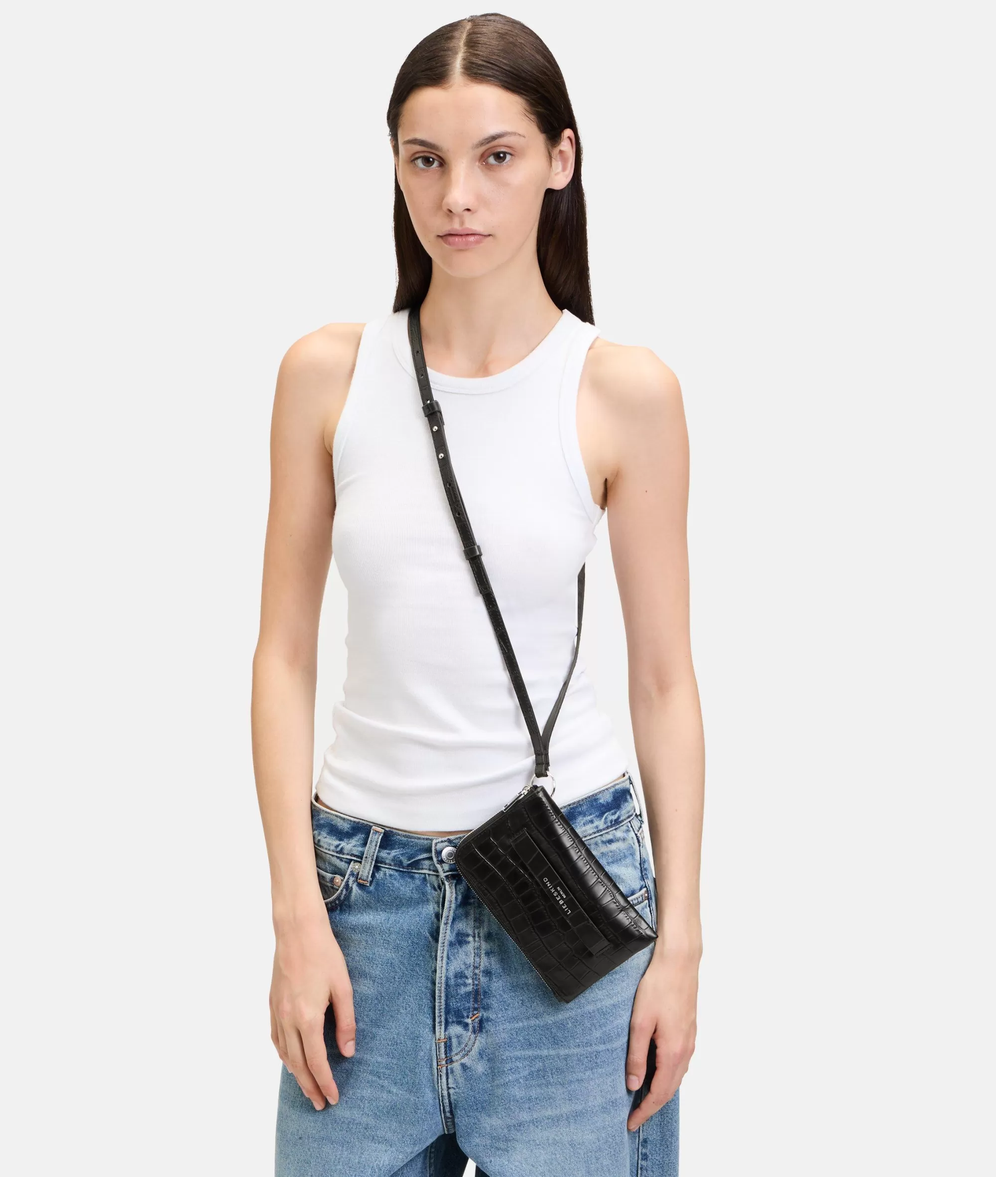 LIEBESKIND BERLIN  Ledertaschen | Clutches<Kroko Lora Pouch schwarz