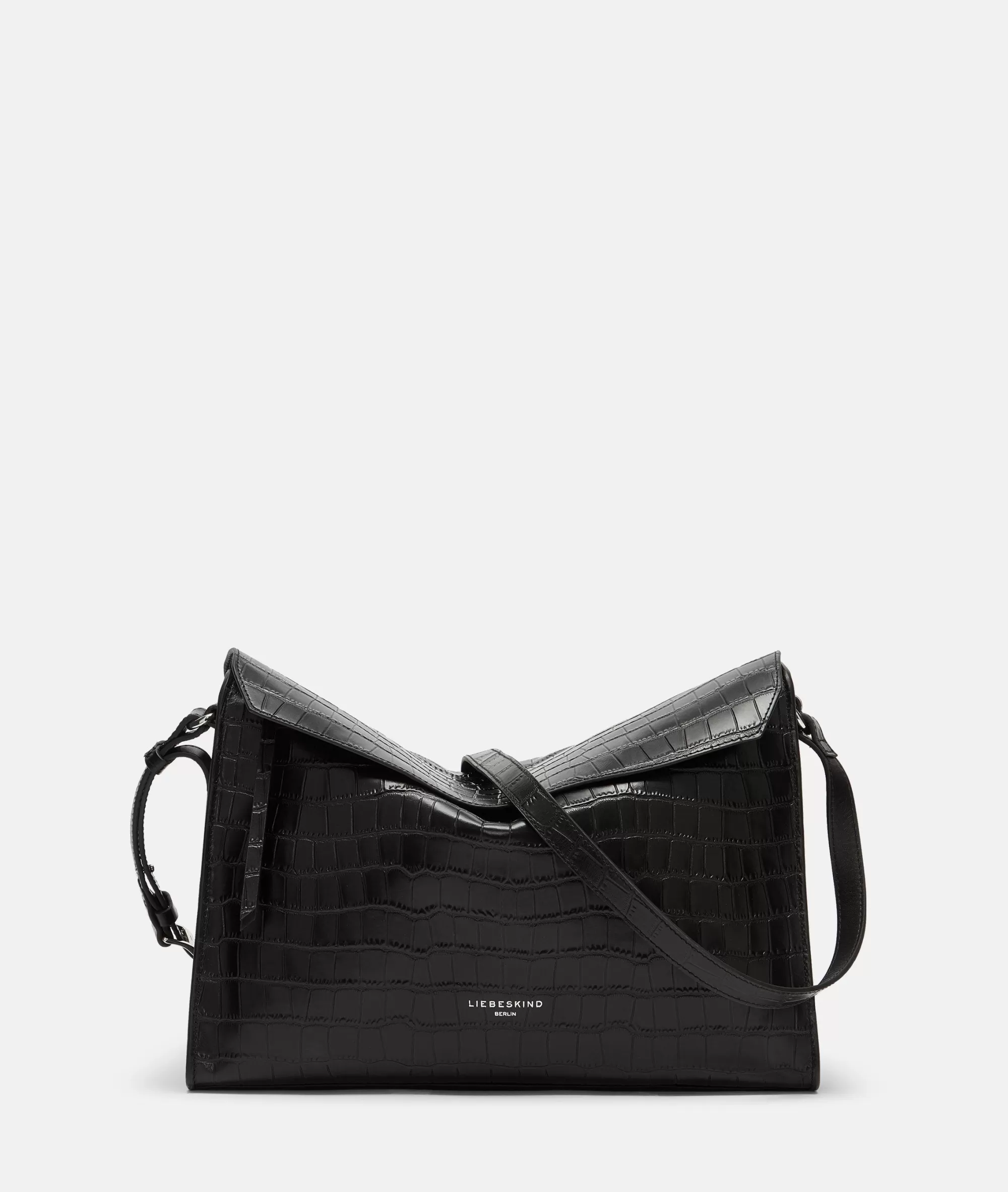 LIEBESKIND BERLIN  Ledertaschen | Umhängetaschen<Kroko Lora Shoulder-Bag M schwarz