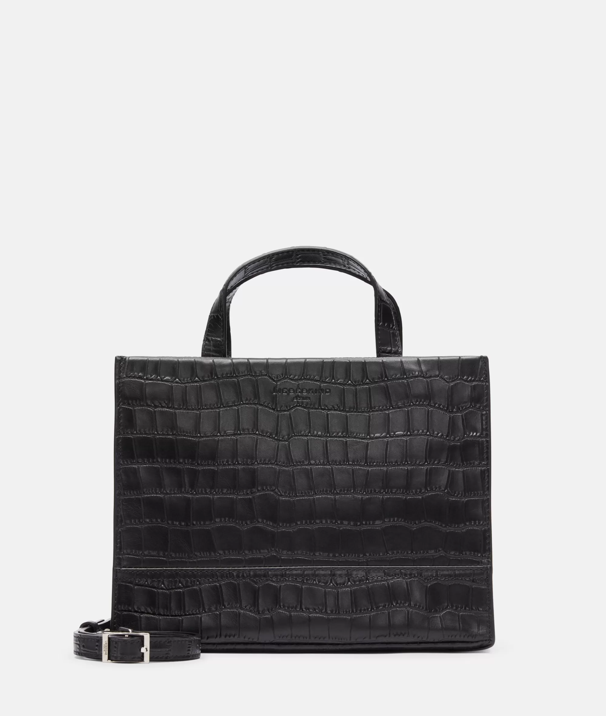 LIEBESKIND BERLIN  Ledertaschen | Schultertaschen<Kroko Lou Satchel M schwarz