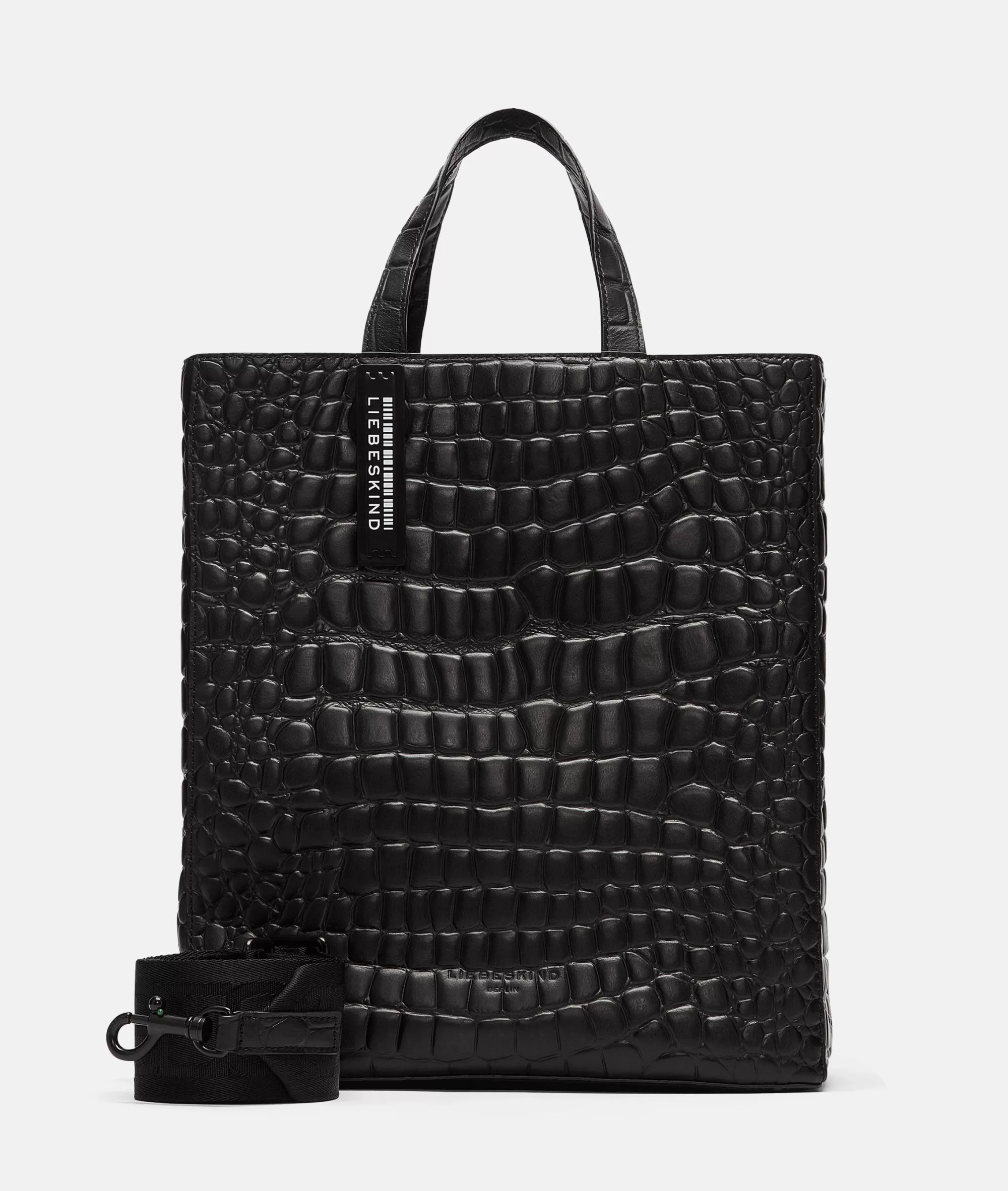 LIEBESKIND BERLIN  Bestseller | Ledertaschen<Kroko Paper Bag Tote M schwarz