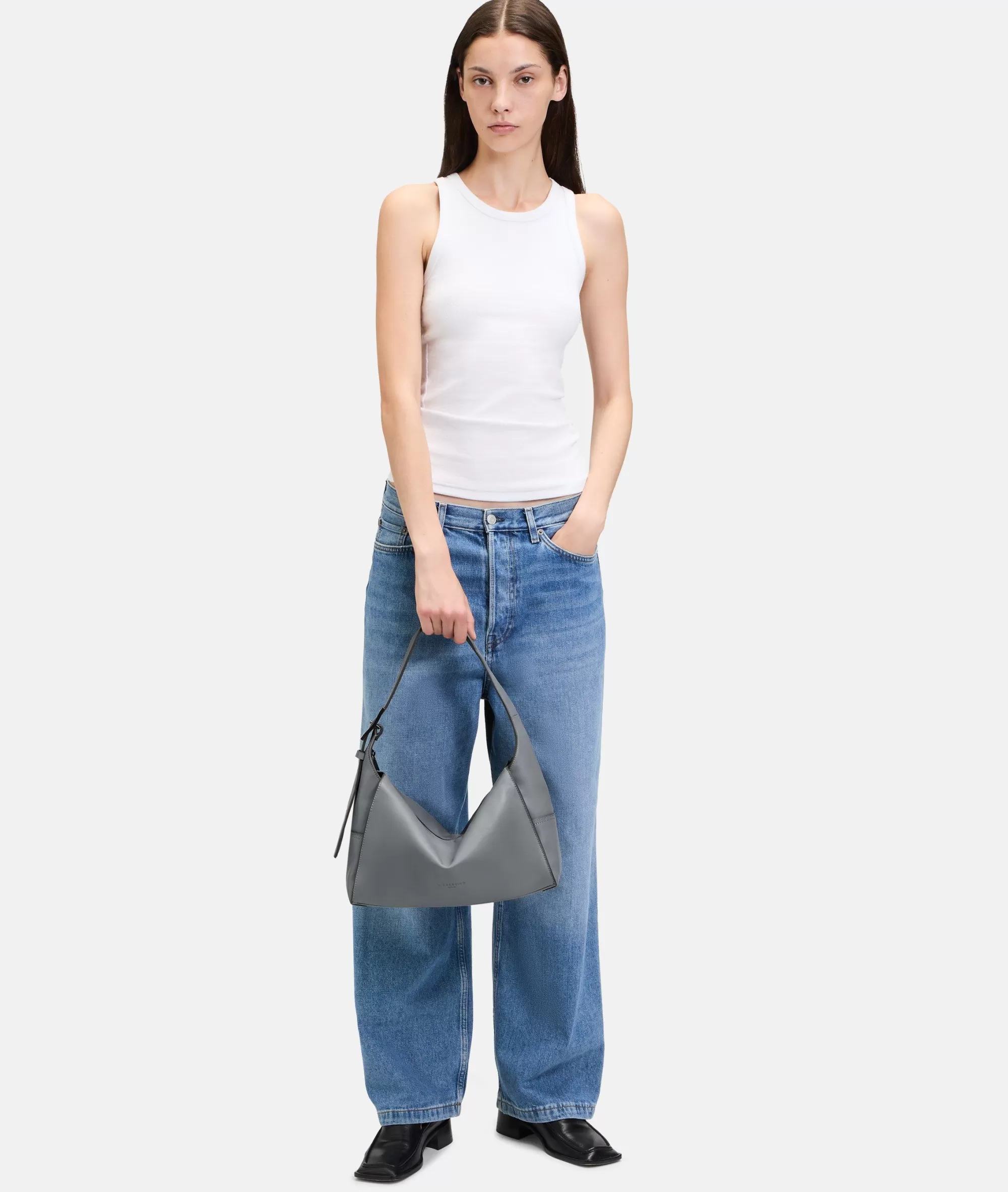 LIEBESKIND BERLIN  Ledertaschen | Schultertaschen<Lou Hobo M grau