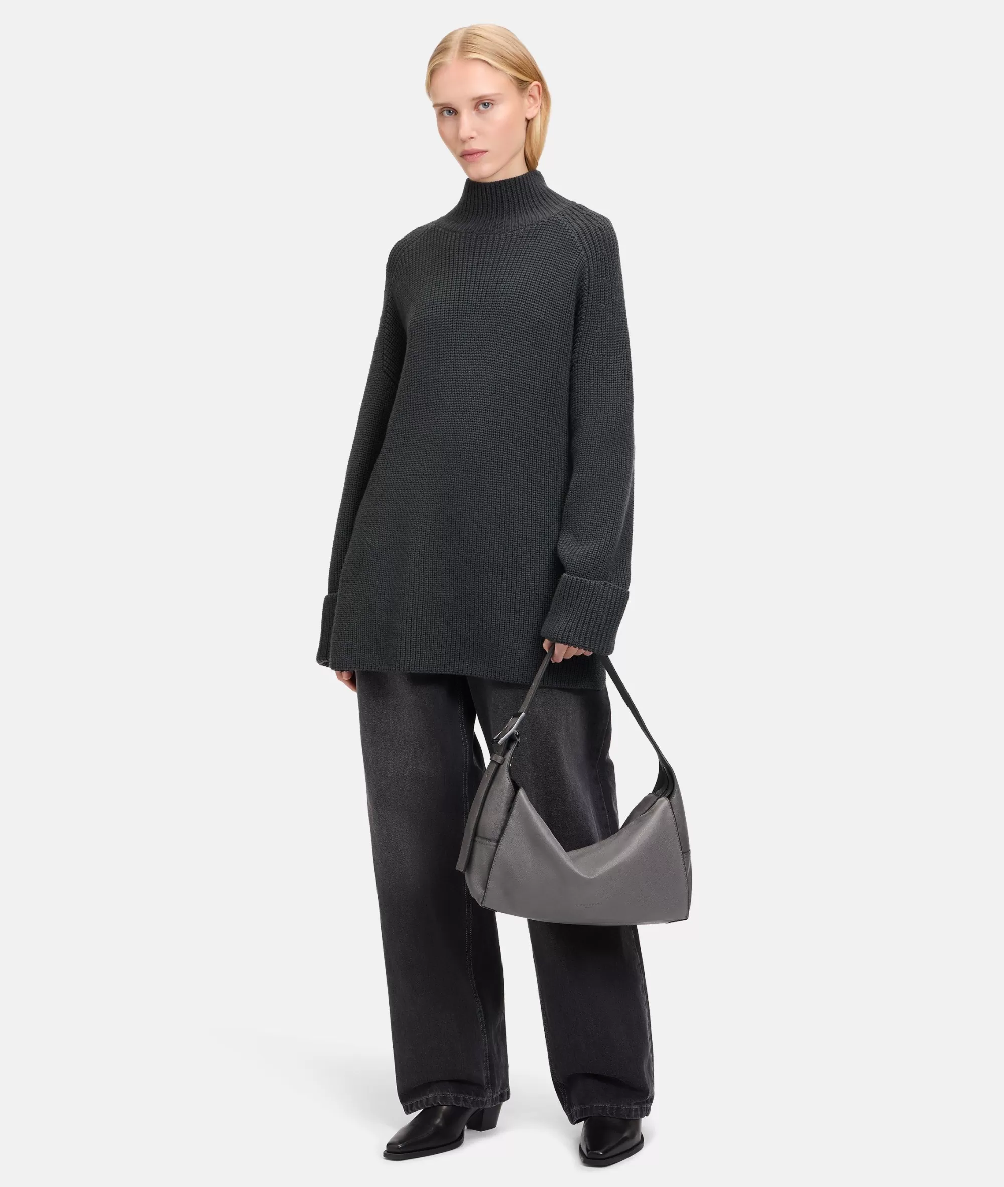LIEBESKIND BERLIN  Ledertaschen | Schultertaschen<Lou Hobo M grau