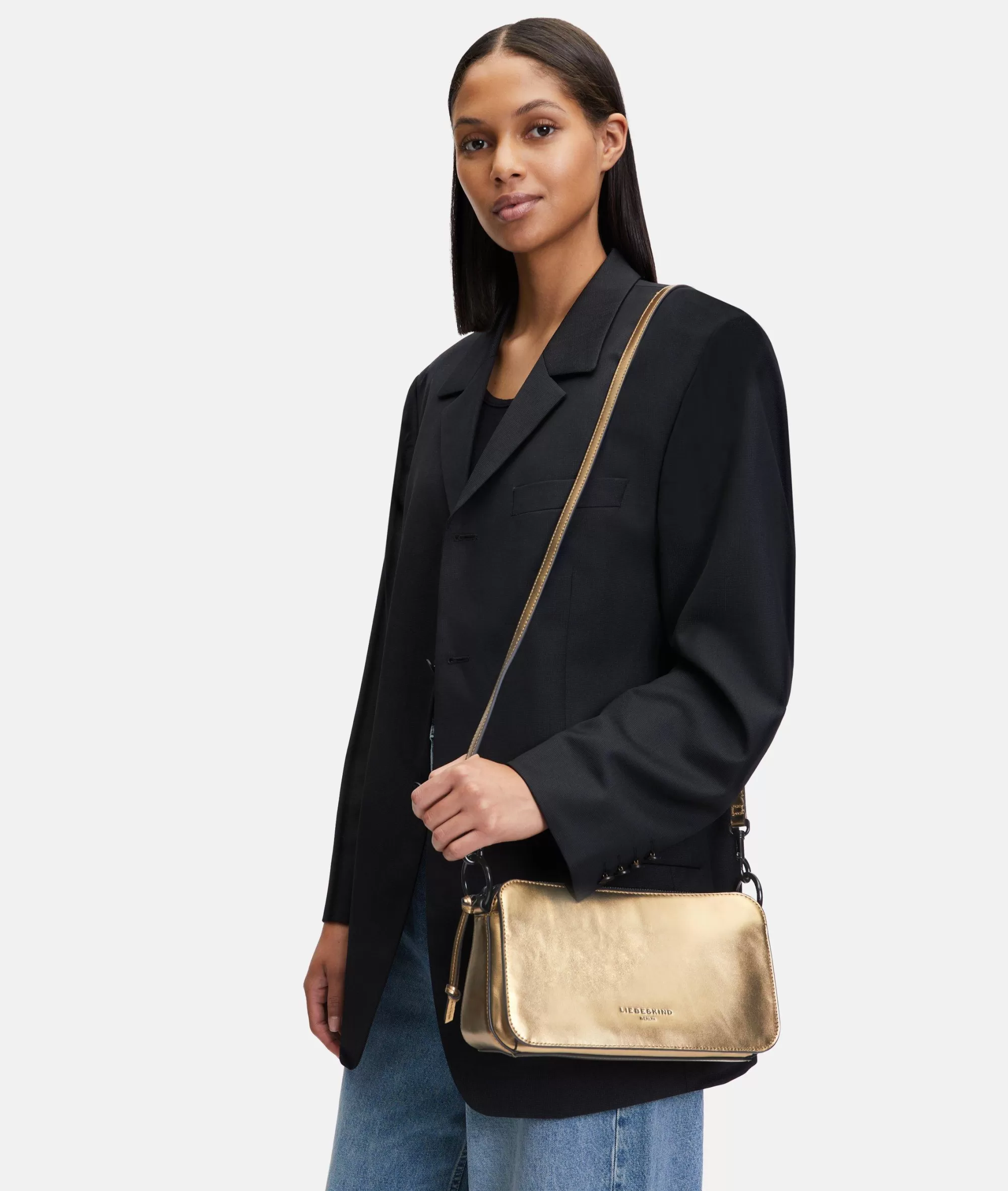 LIEBESKIND BERLIN  Ledertaschen | Umhängetaschen<Metallic Clarice Crossbody M gold