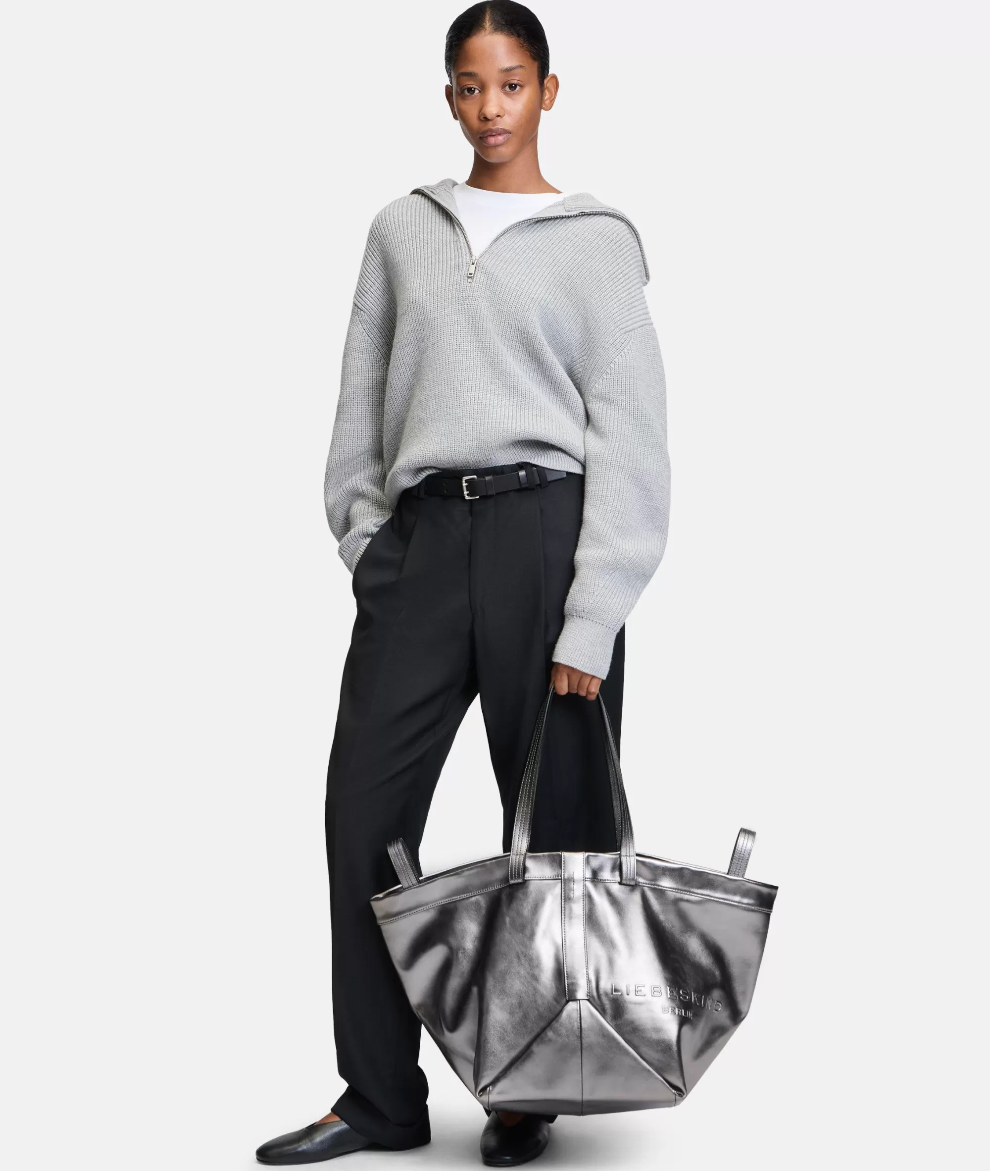 LIEBESKIND BERLIN  Ledertaschen | Shopper<Metallic Elvira Shopper L silber