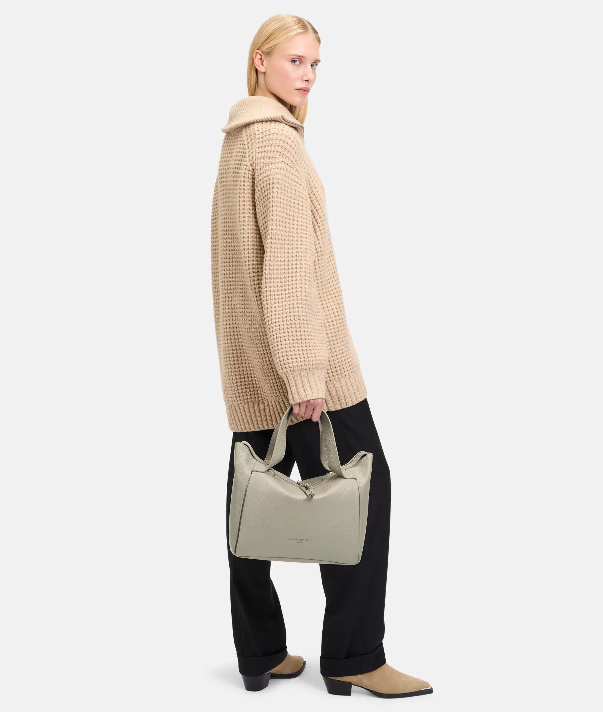 LIEBESKIND BERLIN  Ledertaschen | Schultertaschen<Satchel M sandfarben