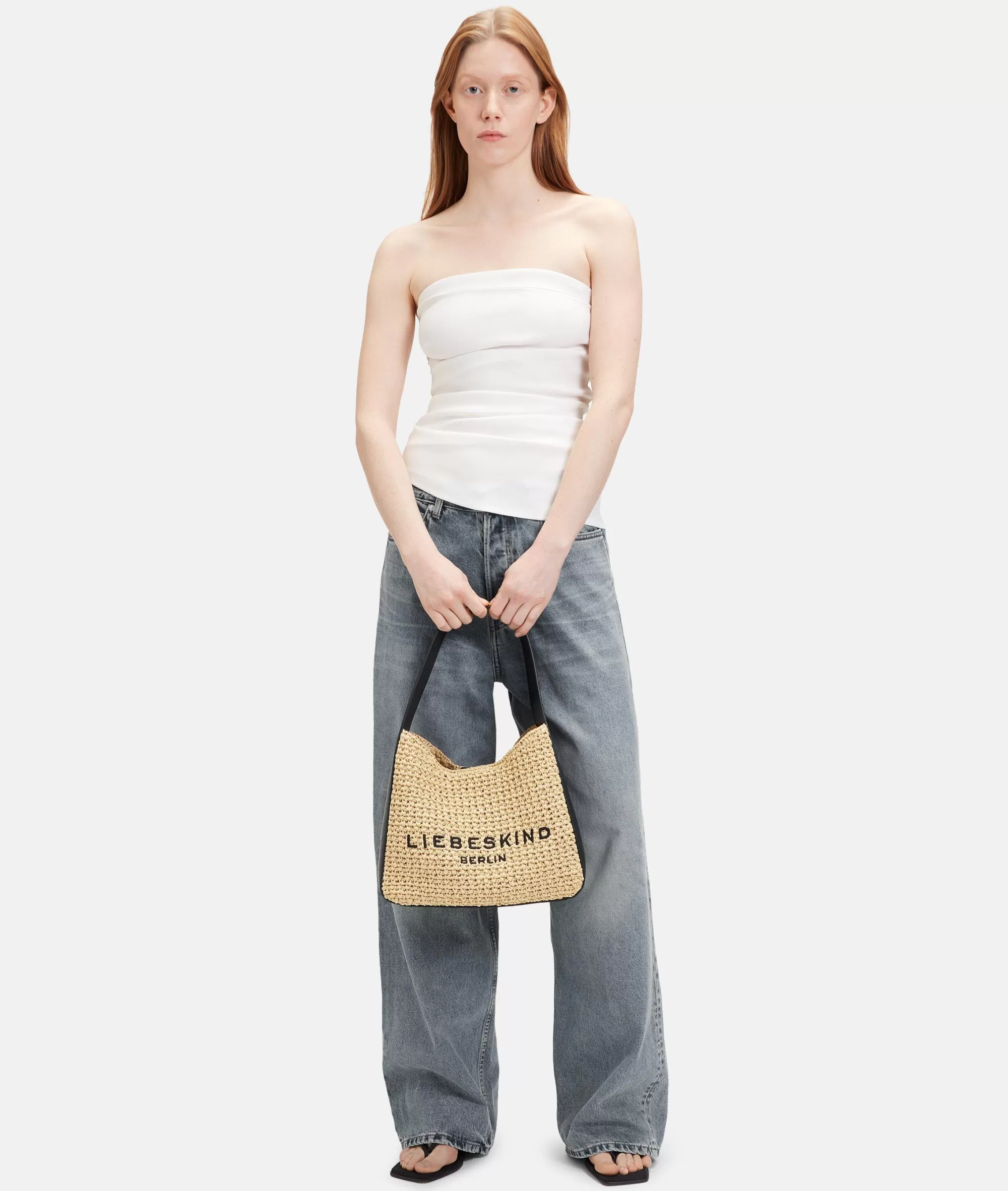 LIEBESKIND BERLIN  Schultertaschen<Straw Hobo M sandstein