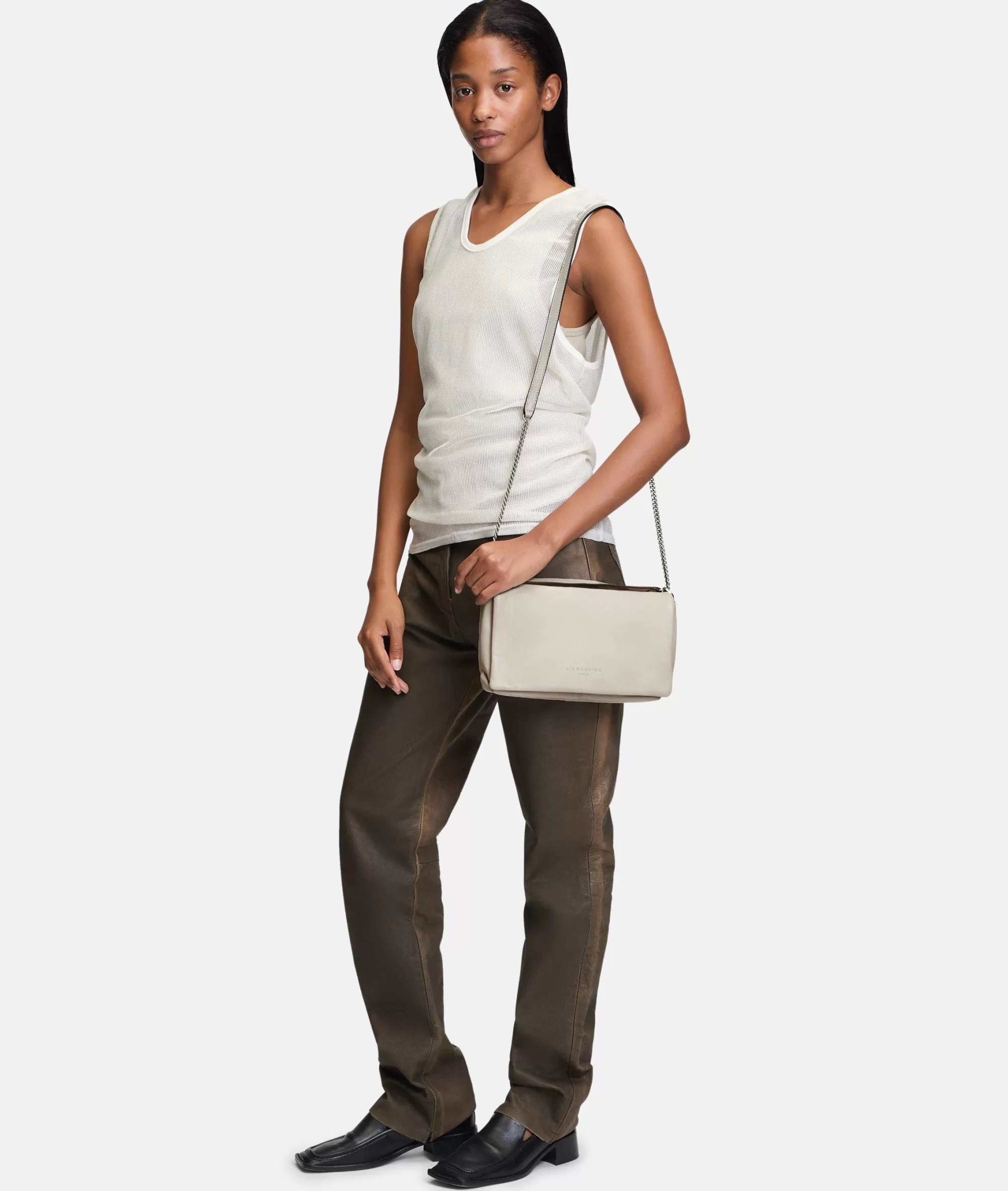 LIEBESKIND BERLIN  Ledertaschen | Umhängetaschen<Valeria Crossbody S taubengrau